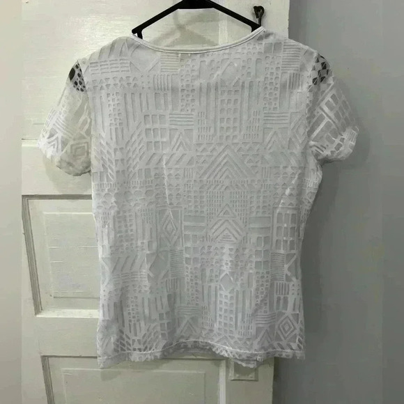 Calvin Klein white double line see-through work blouse‎ - Picture 4 of 4